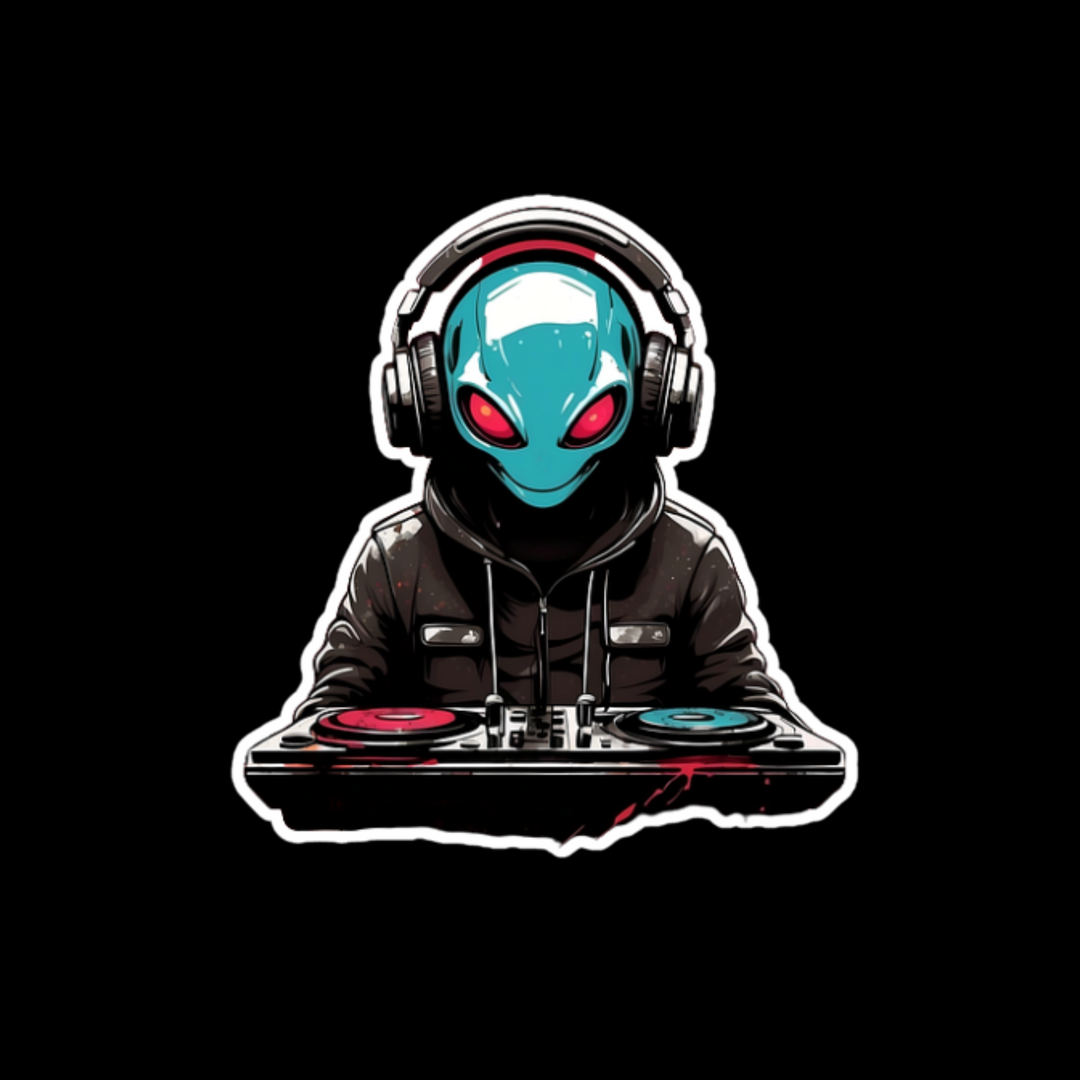 Alien DJ Sticker - Premium Vinyl Stickers
