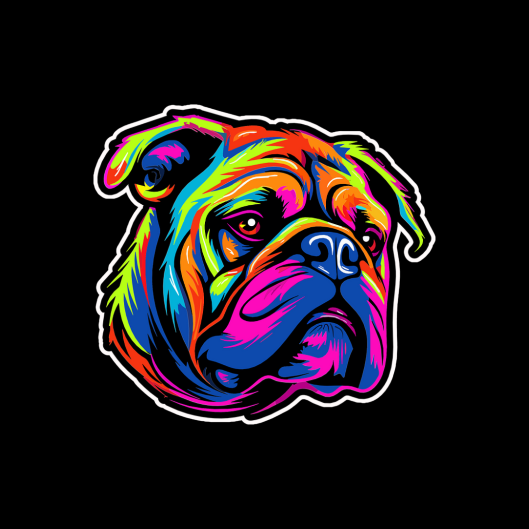 Colorful Bulldog Sticker β Neon Pup Vibes