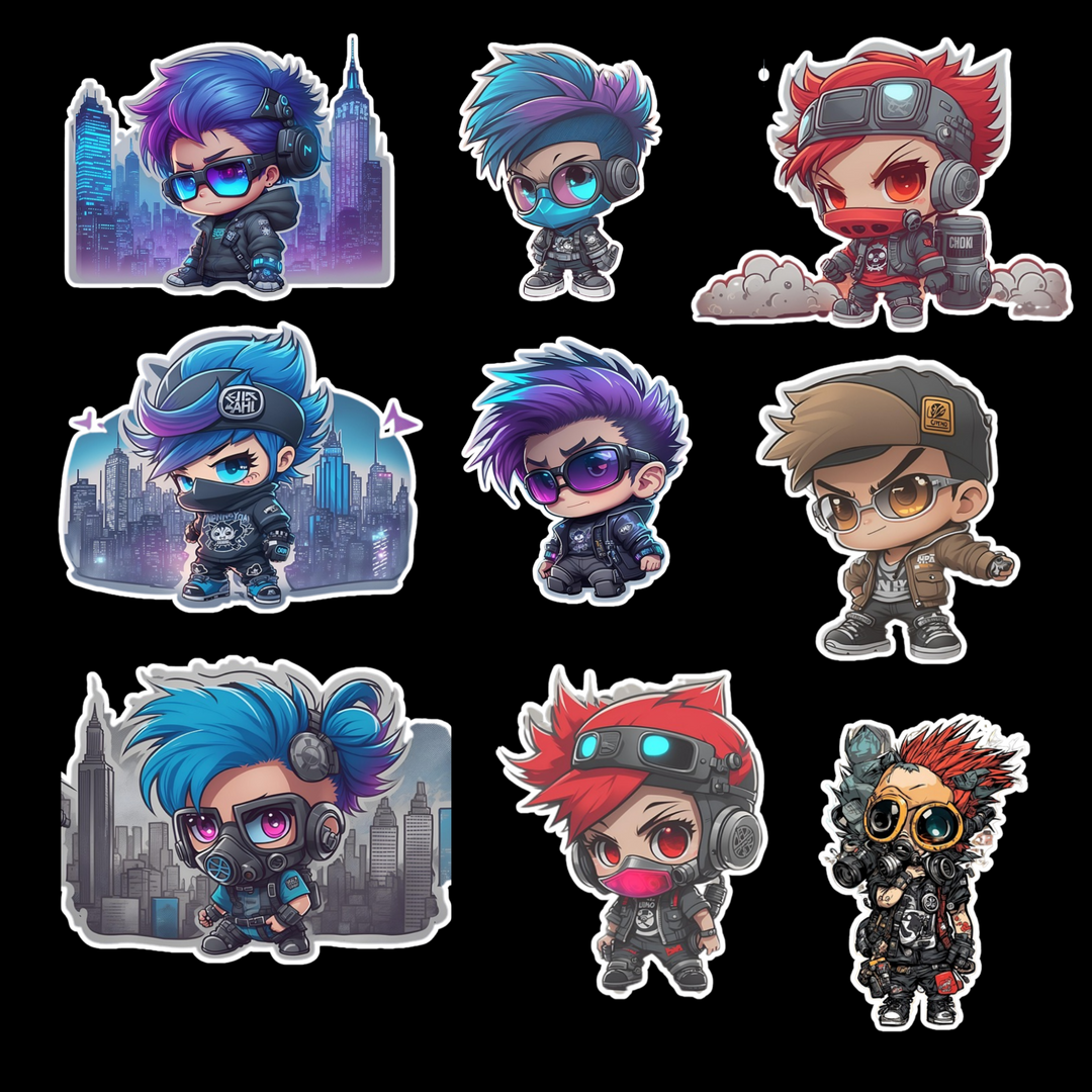 Cyberpunk Gamer Sticker Pack - Premium Vinyl Stickers