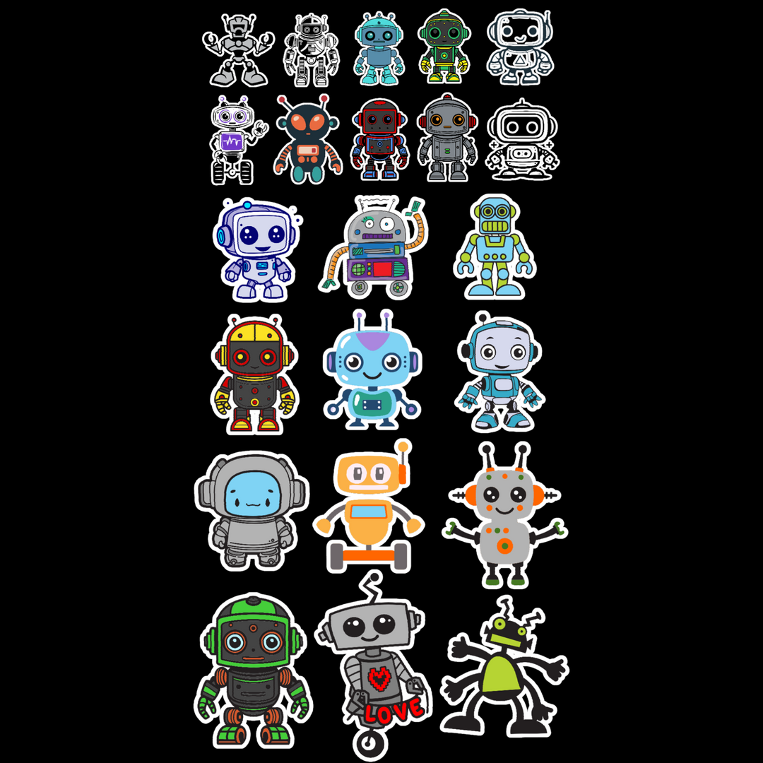 AQUABOOM Retro Robot - Premium Vinyl Stickers